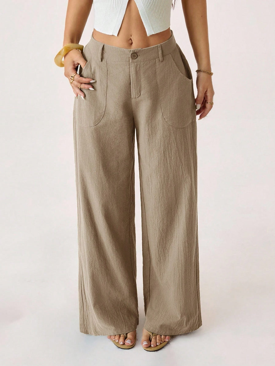 New Womens Cotton-linen Wide-leg Pants for Effortless Style