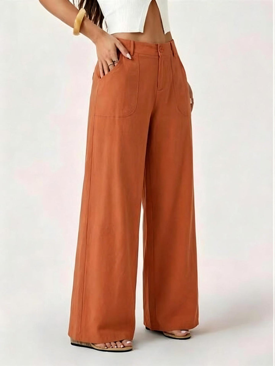 New Womens Cotton-linen Wide-leg Pants for Effortless Style