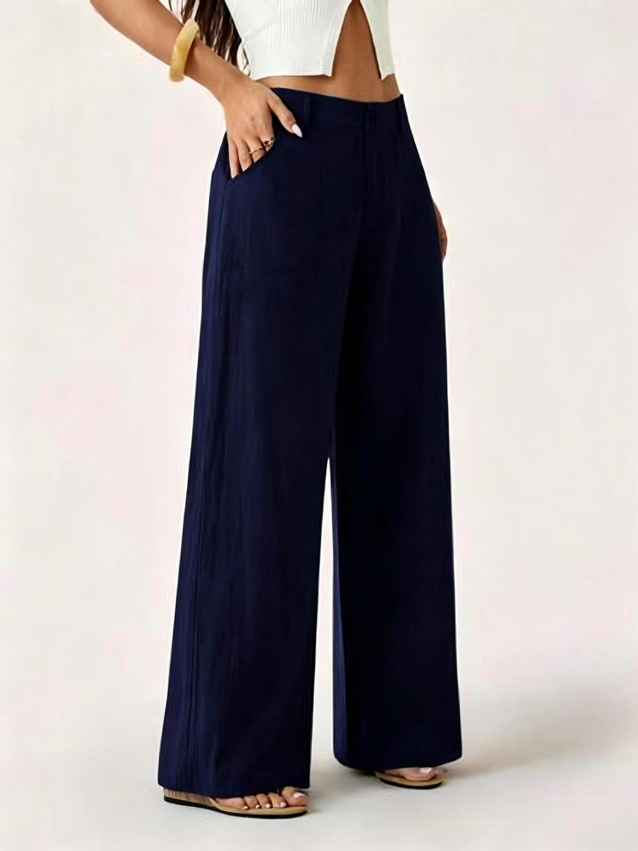 New Womens Cotton-linen Wide-leg Pants for Effortless Style