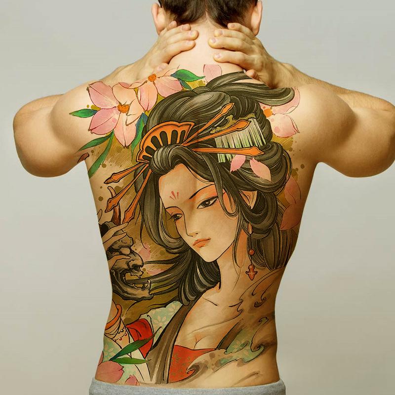 Realistic Full Back Tattoo Stickers - Waterproof Body Art
