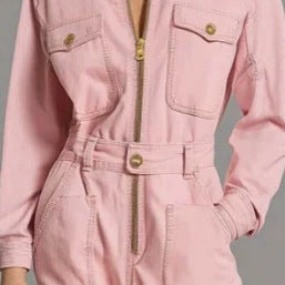 Retro Western Zip-Up Jumpsuit for Effortless Style