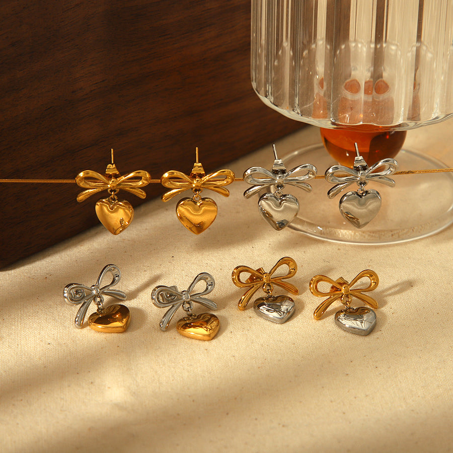 Stylish Heart-Shaped Stainless Steel Earrings for Women
