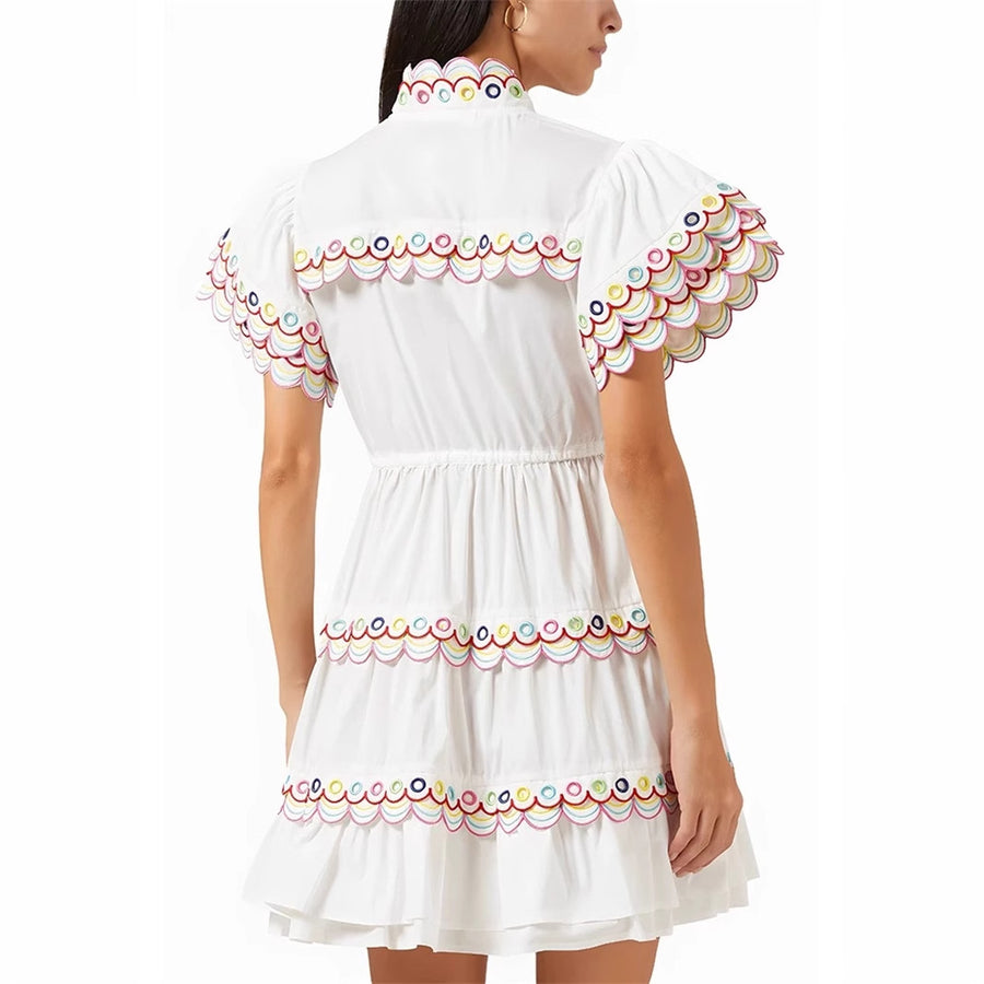 Womens Loose-Fitting Lace-Up Casual Short Dress
