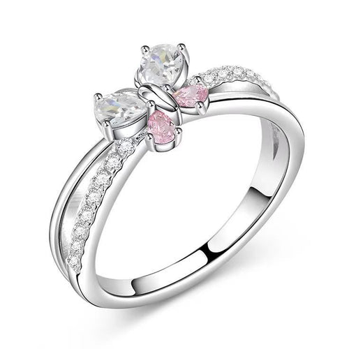 Sweet And Elegant Sky-blue Zircon Bowknot Midi Ring