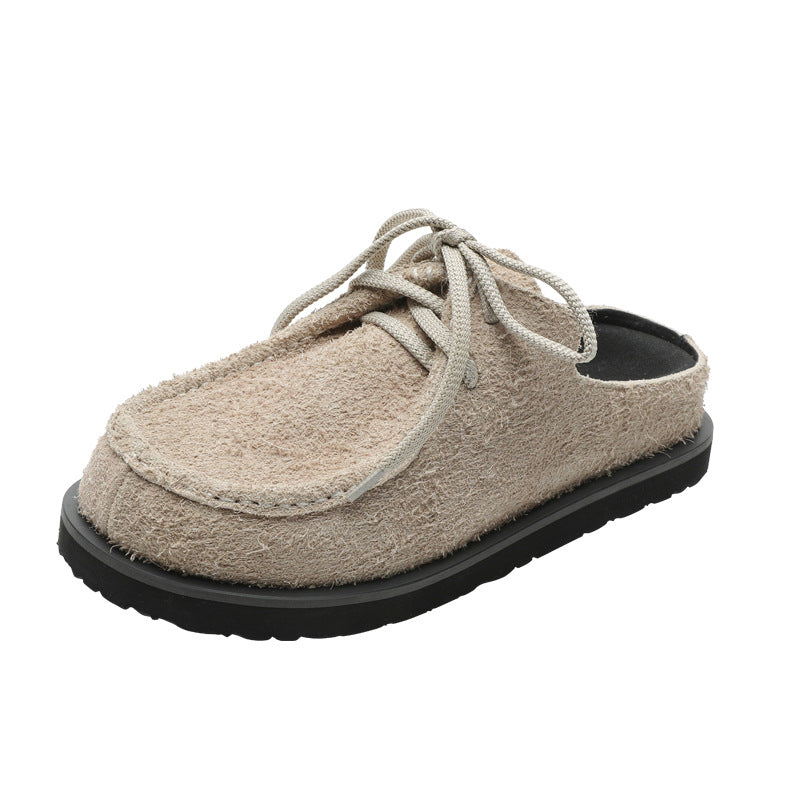 Genuine Leather Long-fur Boccon Slippers for Men