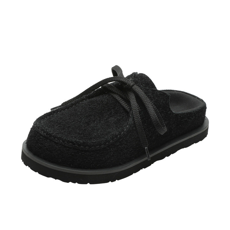 Genuine Leather Long-fur Boccon Slippers for Men