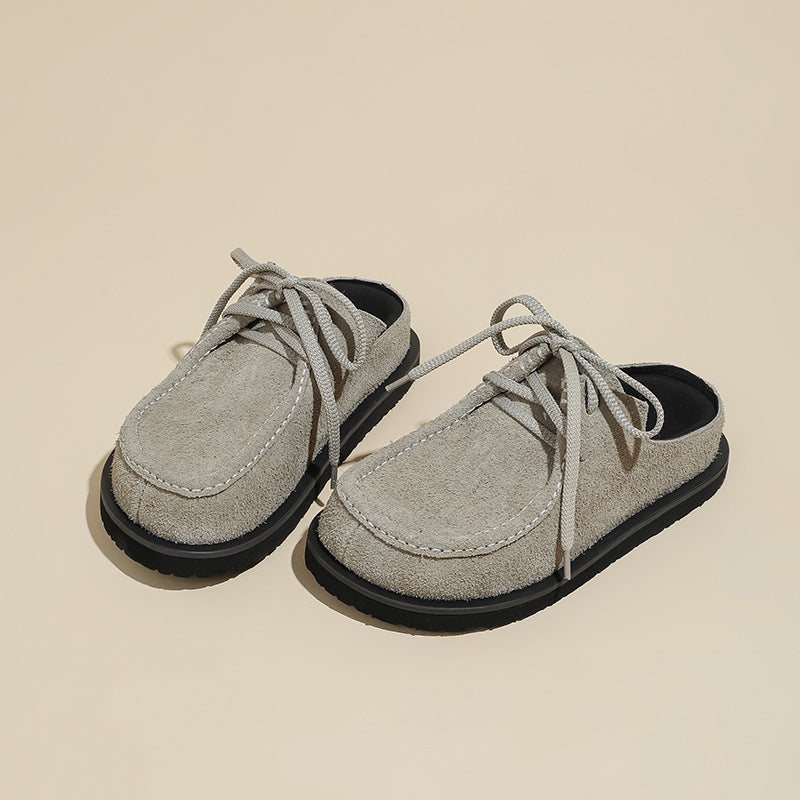 Genuine Leather Long-fur Boccon Slippers for Men