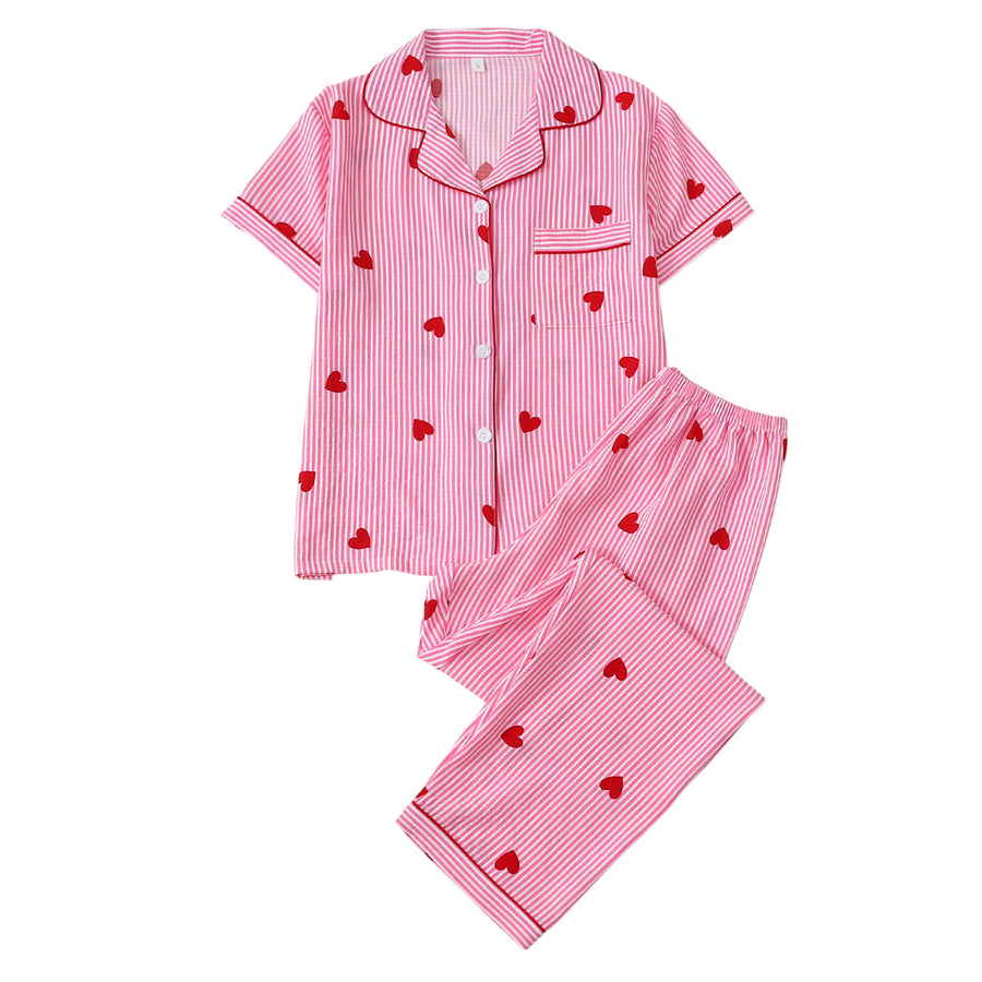 Polka-dot Floral-print Cardigan: Stylish Women's Pajama Set