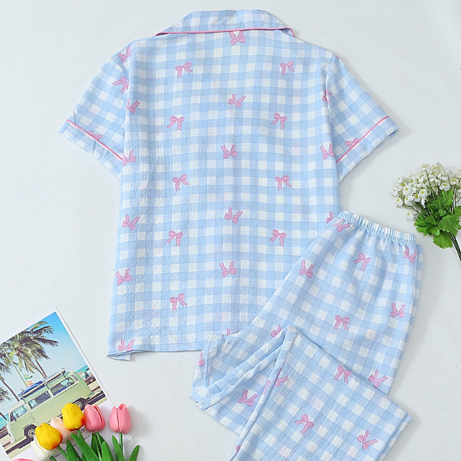 Polka-dot Floral-print Cardigan: Stylish Women's Pajama Set