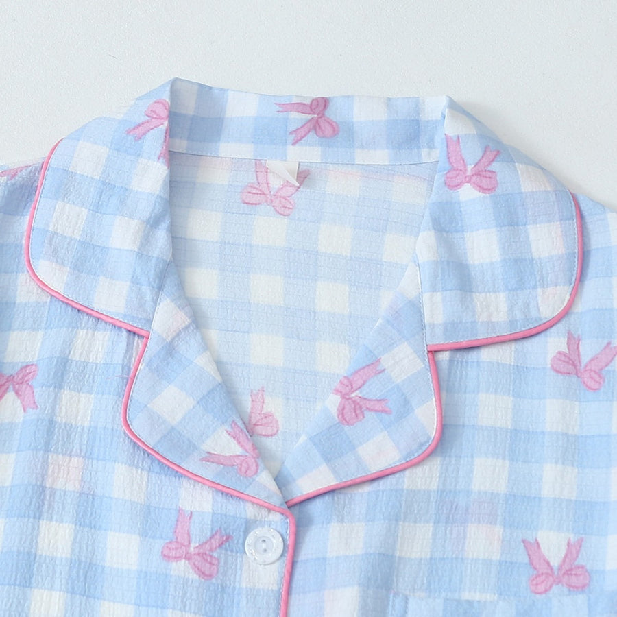 Polka-dot Floral-print Cardigan: Stylish Women's Pajama Set