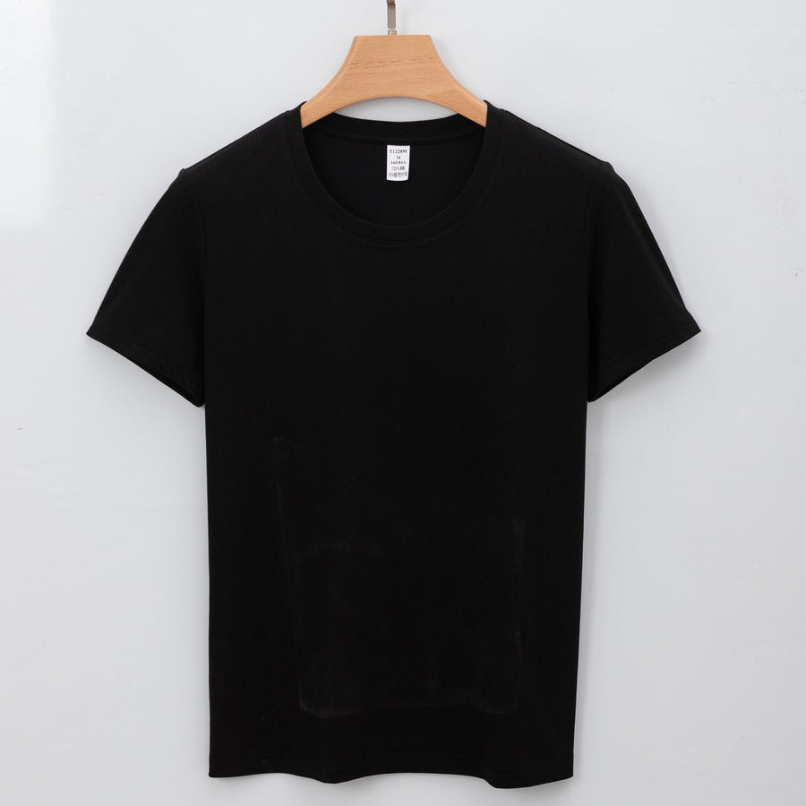 Womens Solid-color Short-sleeve Crew-neck White T-shirt