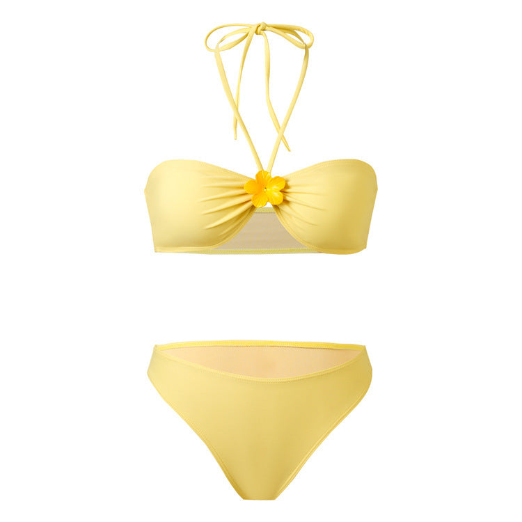 Bikini Three-Piece Set with Sexy Backless Beach Dress