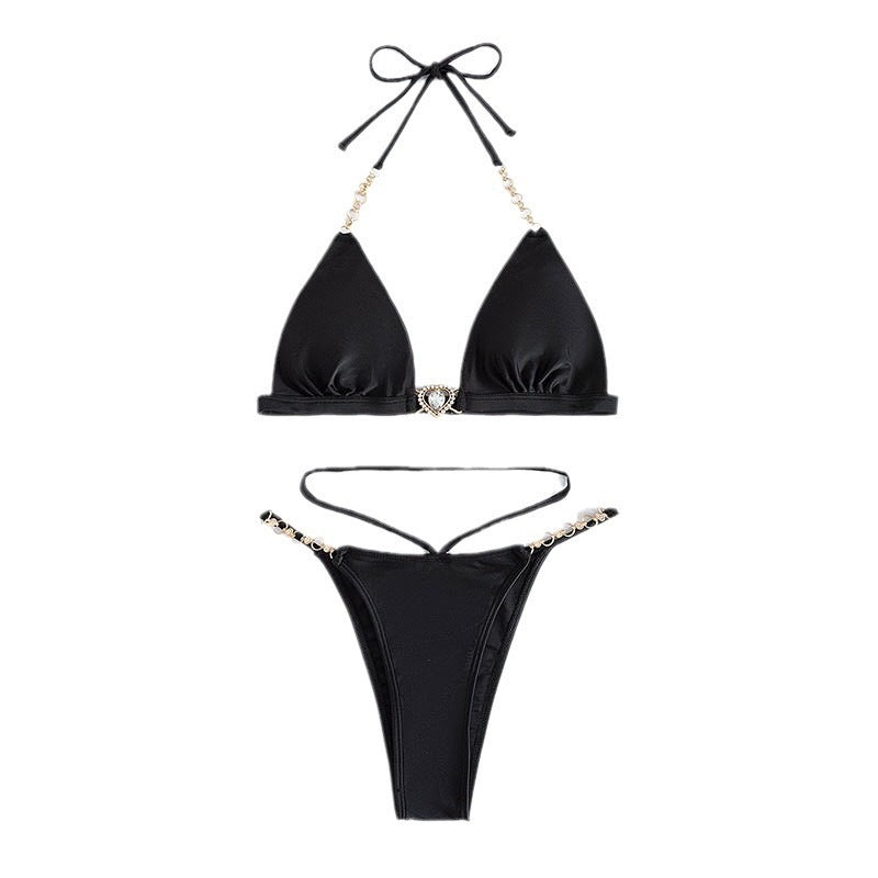 Womens Push-Up Backless Bikini With Chain Strap