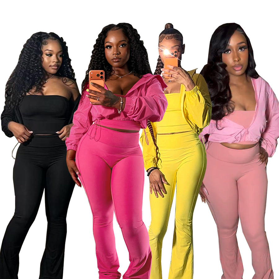 Womens Tube Top and Casual High-Waisted Pants Set