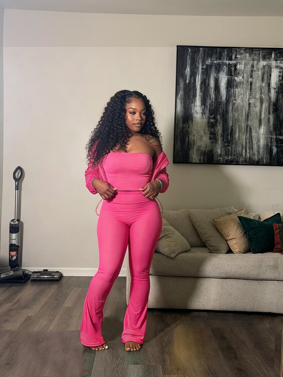 Womens Tube Top and Casual High-Waisted Pants Set