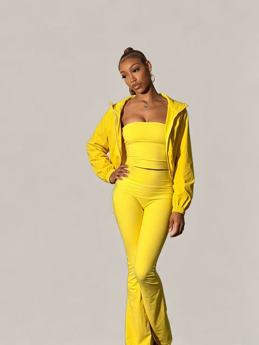 Womens Tube Top and Casual High-Waisted Pants Set