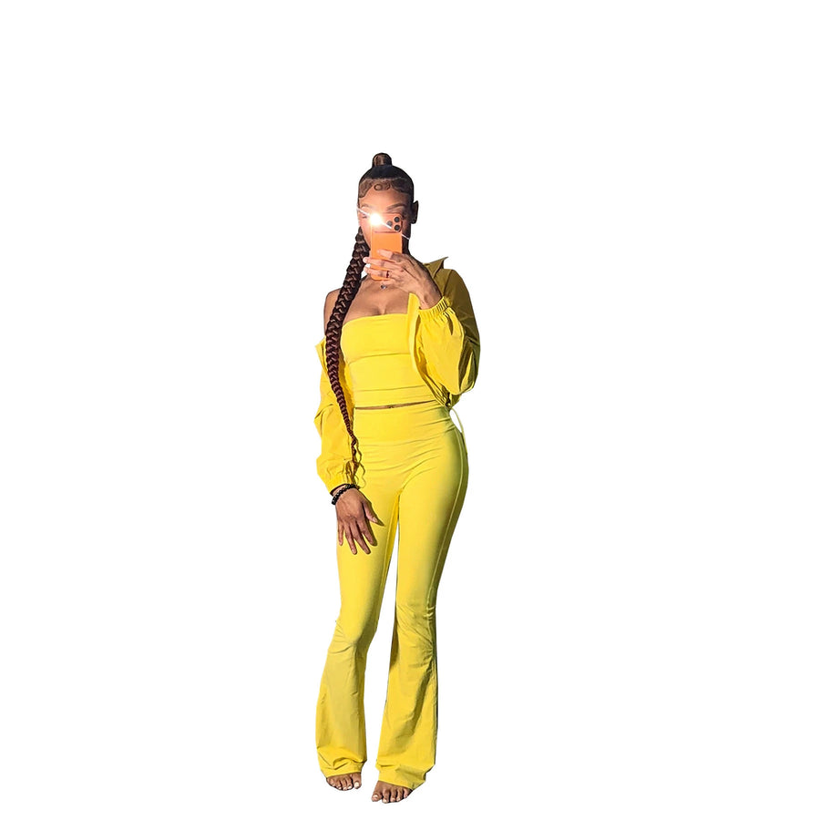 Womens Tube Top and Casual High-Waisted Pants Set