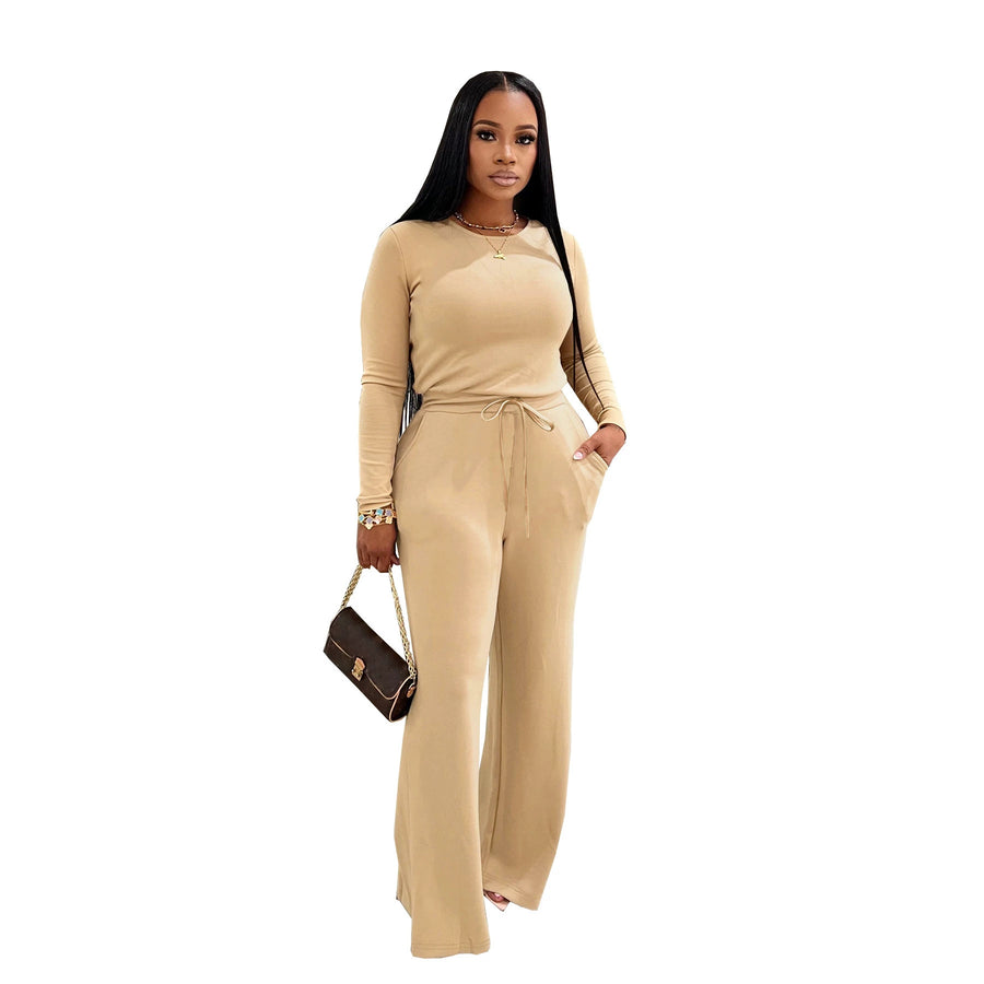 Women's Casual Long-sleeved Top and Pants Set - Trendy Ring Set