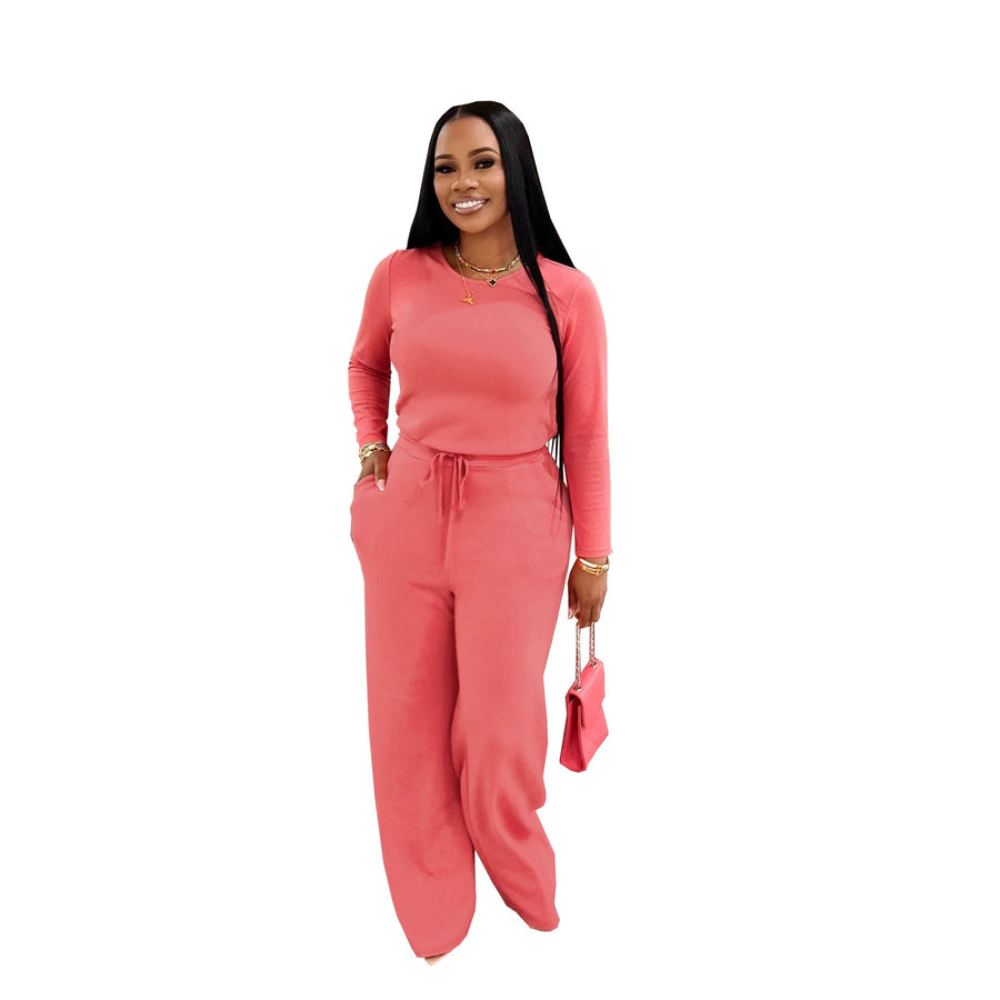 Women's Casual Long-sleeved Top and Pants Set - Trendy Ring Set