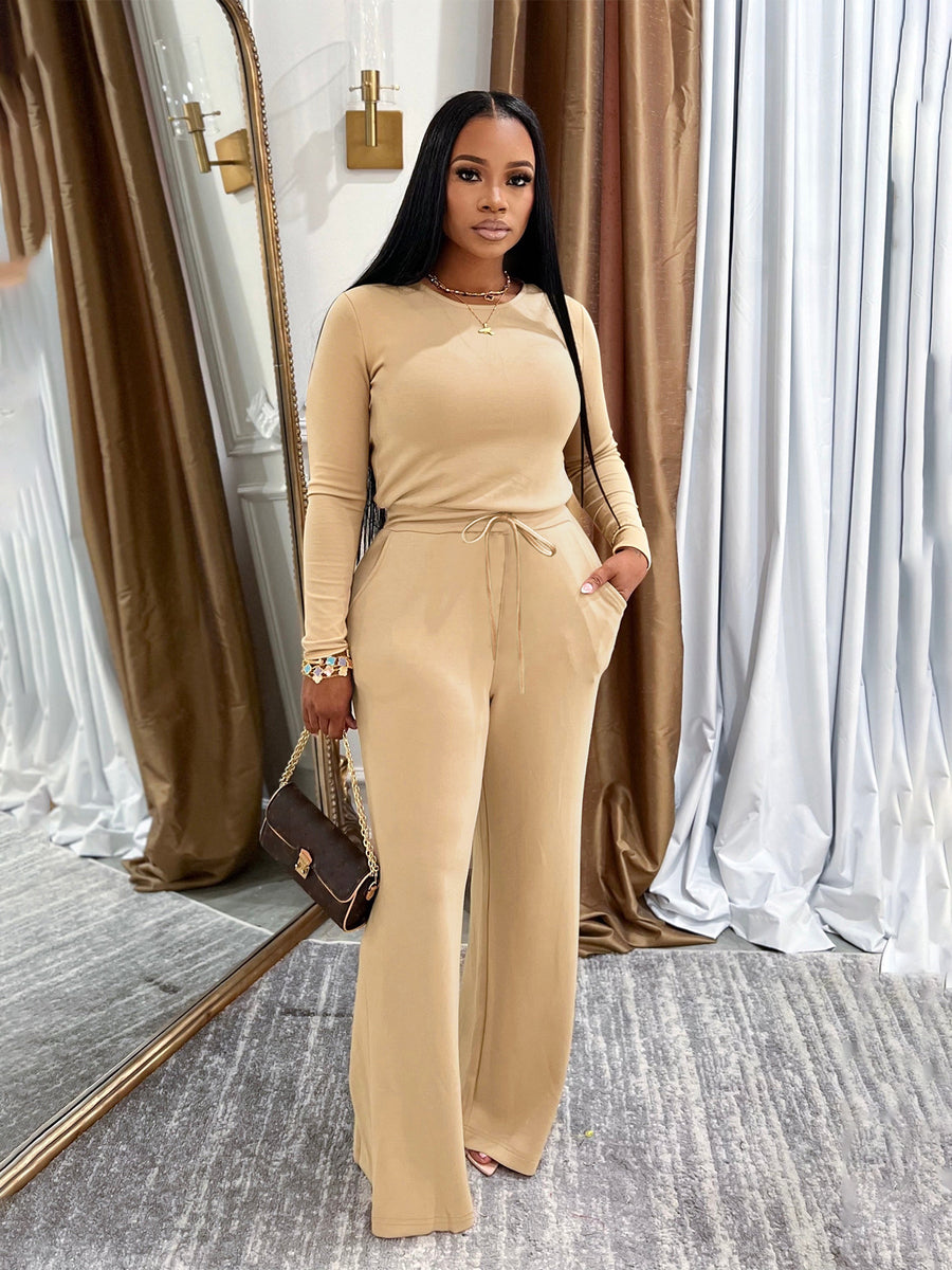 Women's Casual Long-sleeved Top and Pants Set - Trendy Ring Set