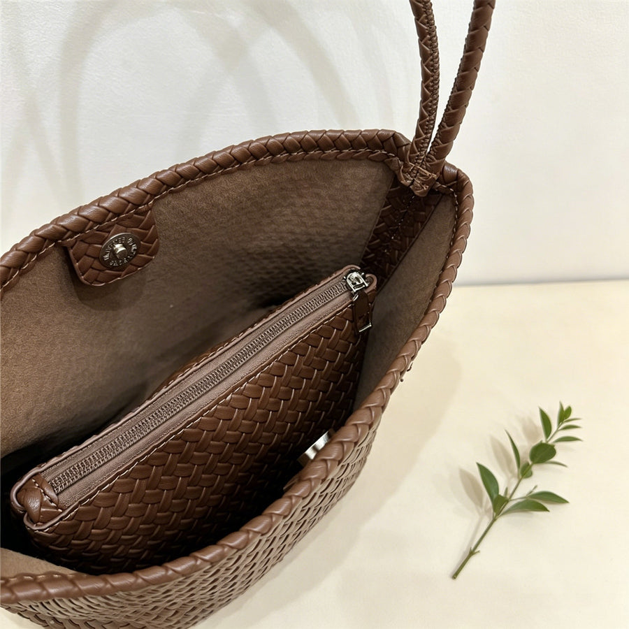 Vintage Woven-pattern Bucket Bag for Women - Luxurious Feel