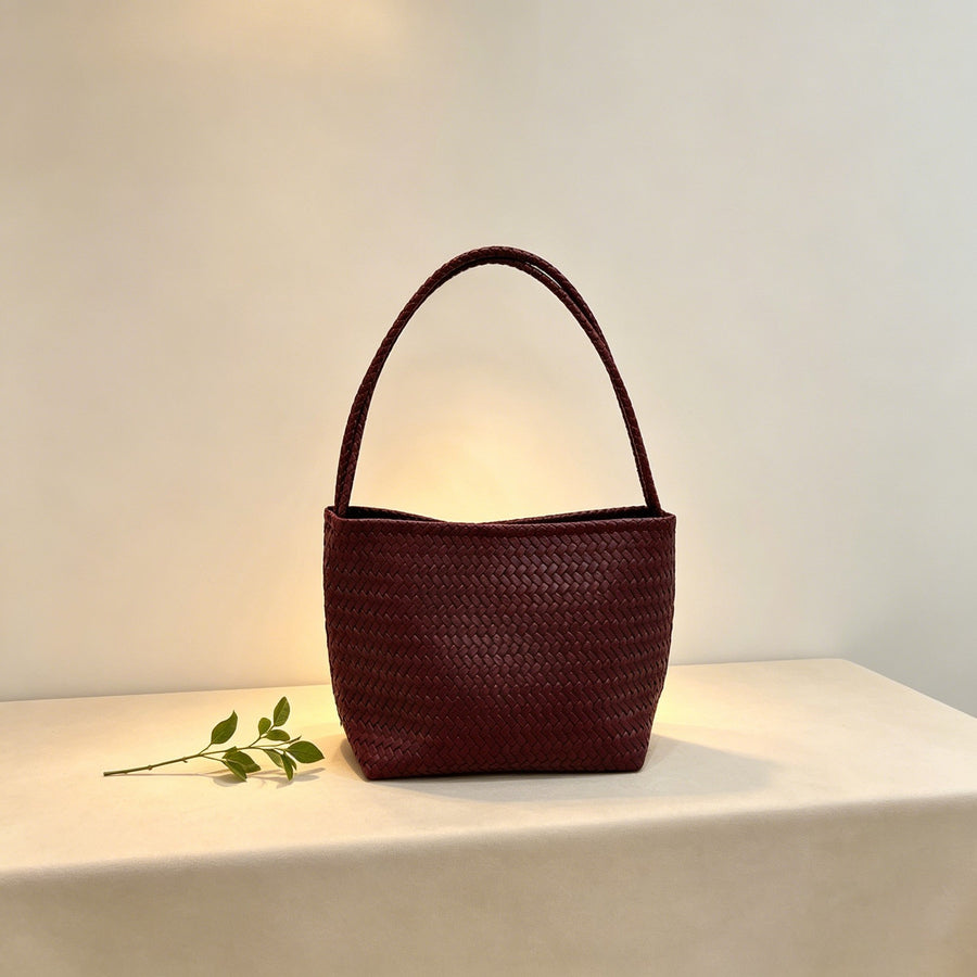 Vintage Woven-pattern Bucket Bag for Women - Luxurious Feel