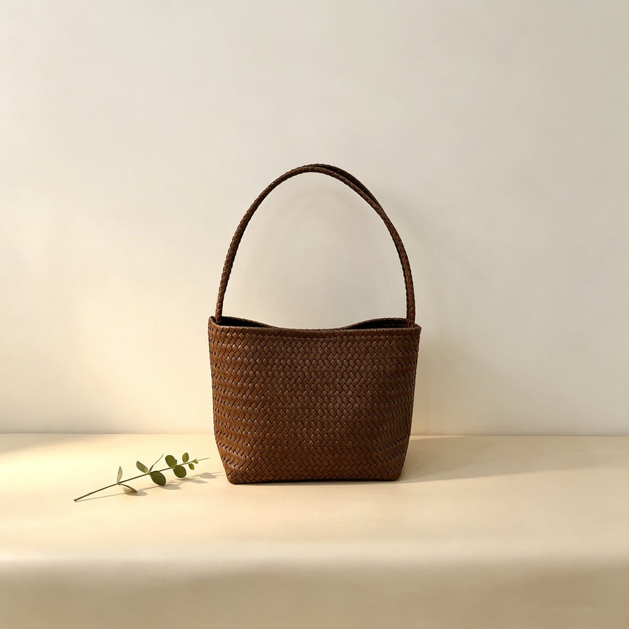 Vintage Woven-pattern Bucket Bag for Women - Luxurious Feel
