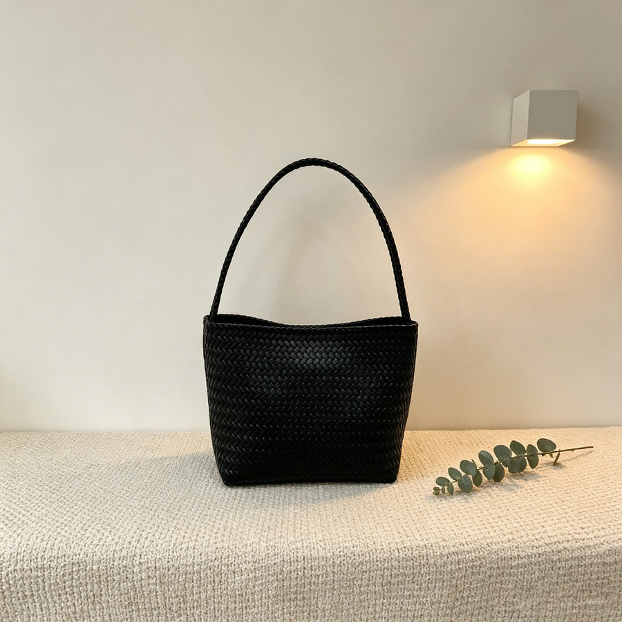 Vintage Woven-pattern Bucket Bag for Women - Luxurious Feel
