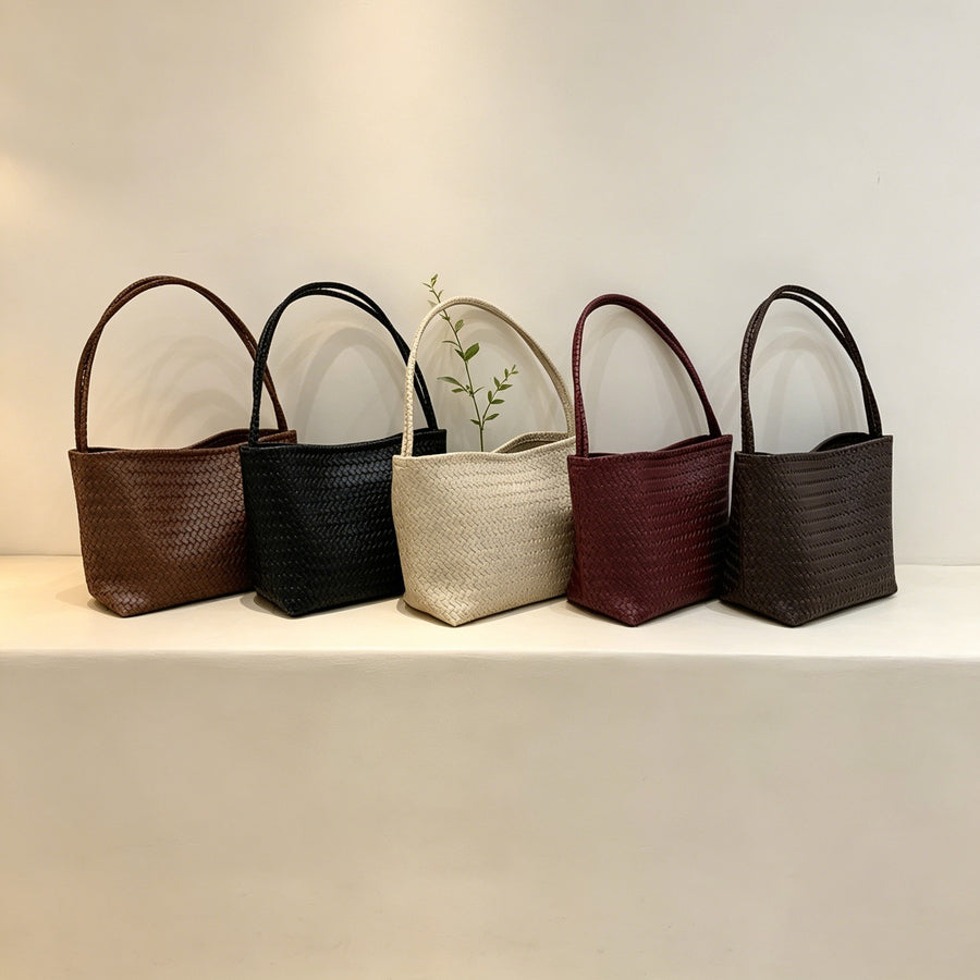 Vintage Woven-pattern Bucket Bag for Women - Luxurious Feel