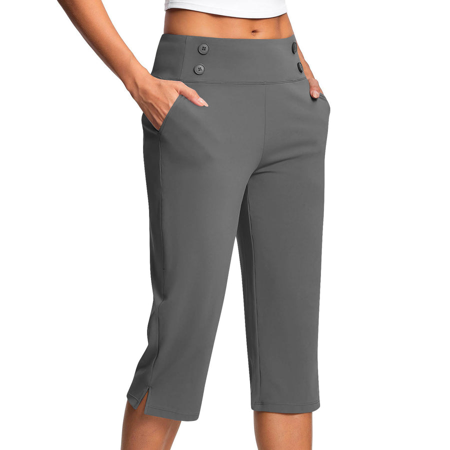 Womens Casual Plus-Size Cropped Sports Pants for Comfort