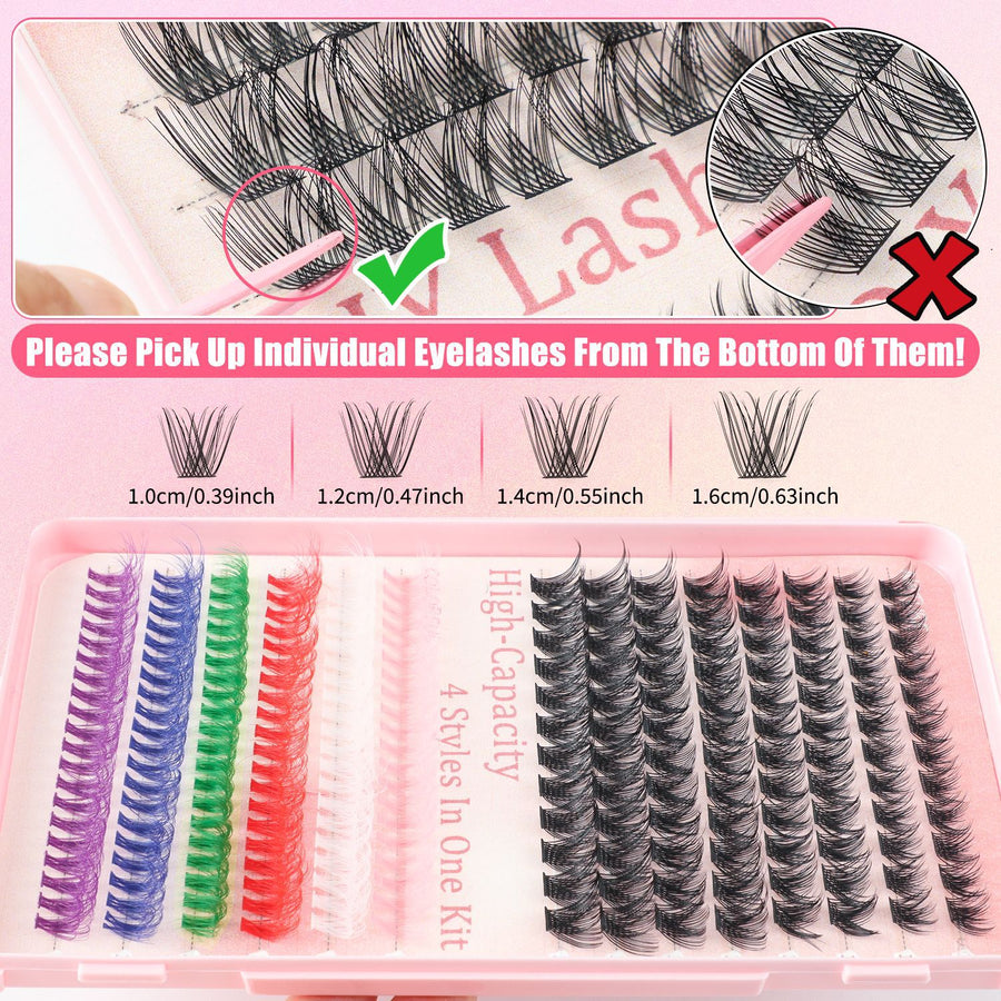 DIY Eyelash Book Single-Cluster Colored False Eyelashes Set