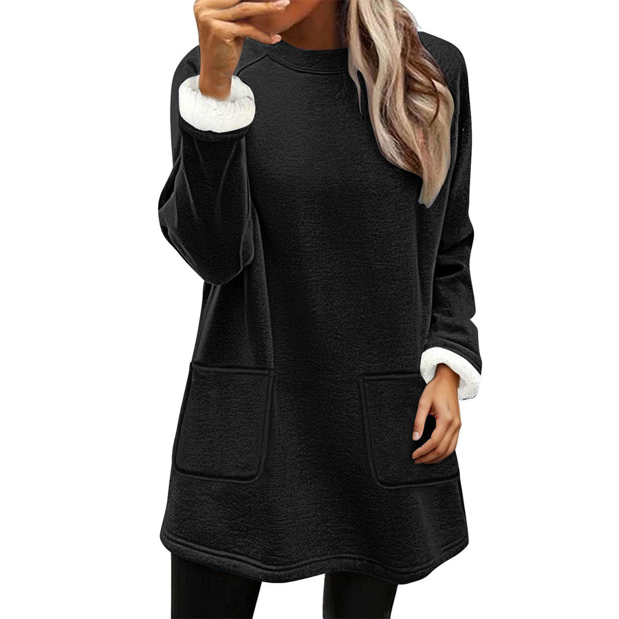 Relaxed-fit Fleece-lined Mid-length Hoodie with Pockets