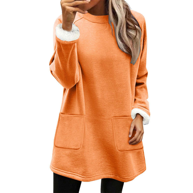 Relaxed-fit Fleece-lined Mid-length Hoodie with Pockets