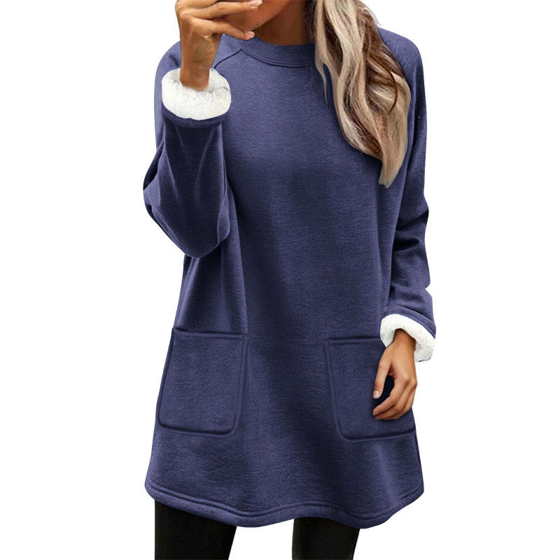 Relaxed-fit Fleece-lined Mid-length Hoodie with Pockets