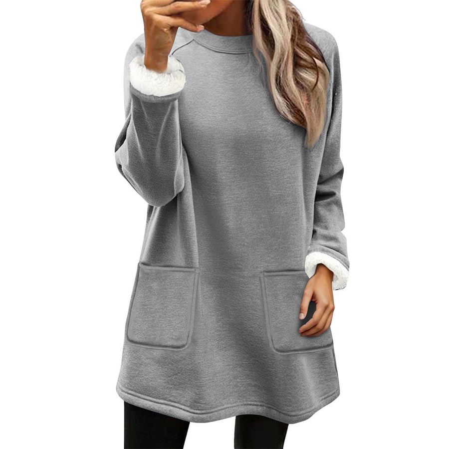 Relaxed-fit Fleece-lined Mid-length Hoodie with Pockets