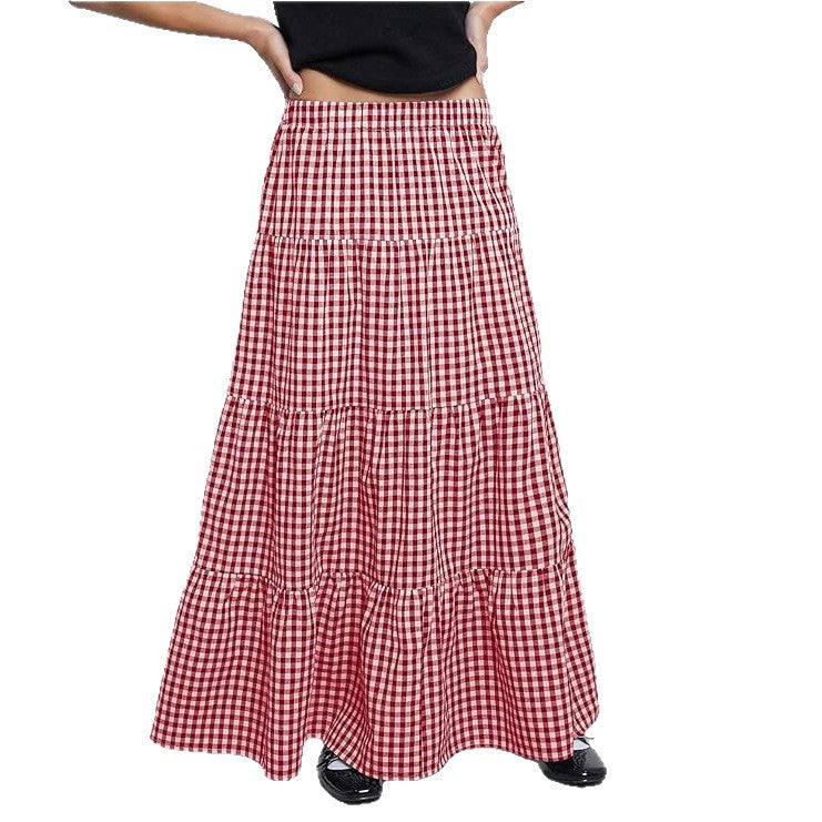 Vintage-style Midi Skirt - High-waisted A-line Long Skirt