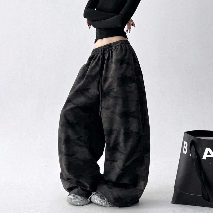 High-waisted Loose-fitting Wide-leg Long Pants for Street Style