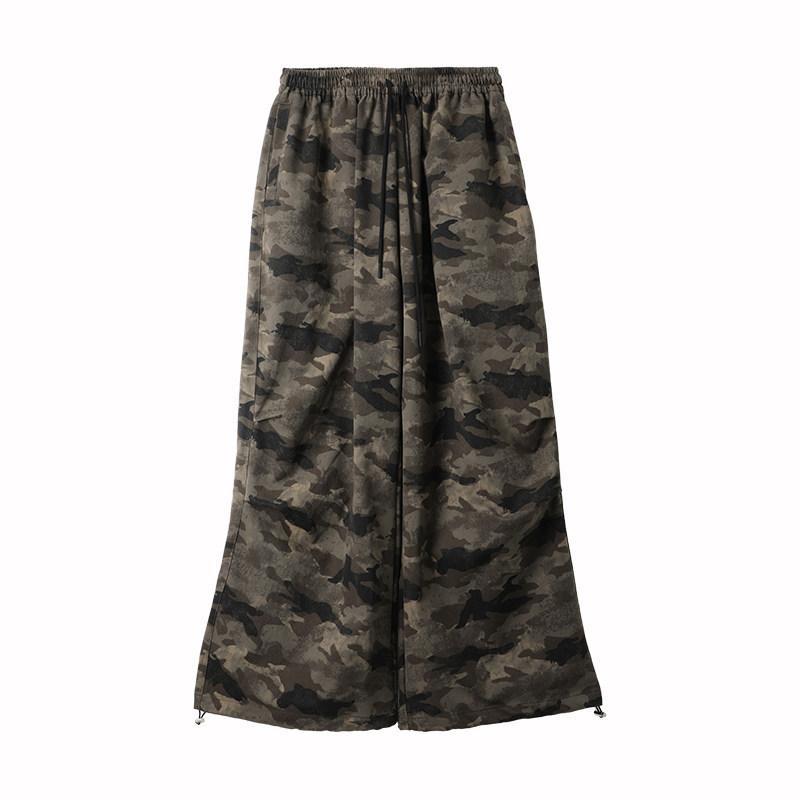High-waisted Loose-fitting Wide-leg Long Pants for Street Style