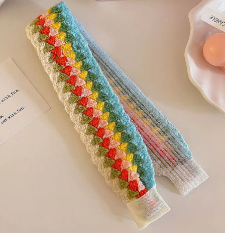 Knitted Embroidered Hook Loop Hair Headband for Comfort