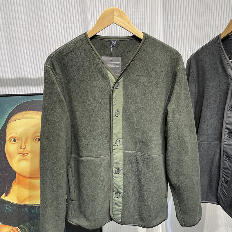 Collarless Casual Cardigan Sweatshirt for Effortless Layering