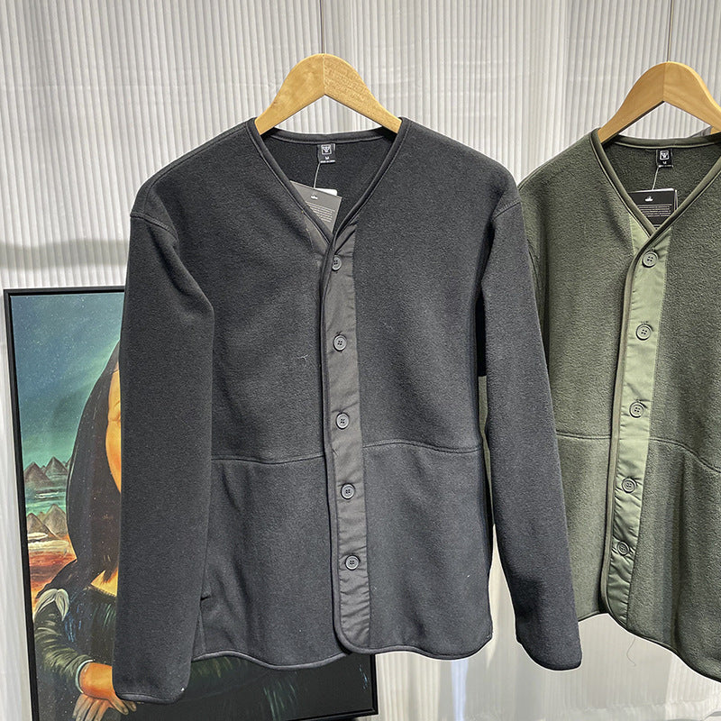 Collarless Casual Cardigan Sweatshirt for Effortless Layering