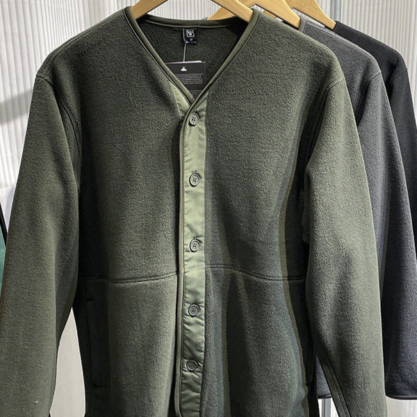 Collarless Casual Cardigan Sweatshirt for Effortless Layering