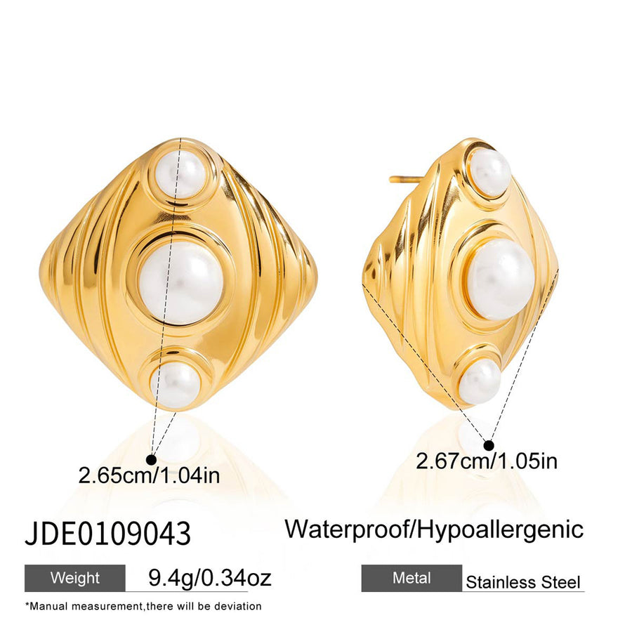 Titanium Steel Tigers Eye Stud Earrings - Fashion Jewelry