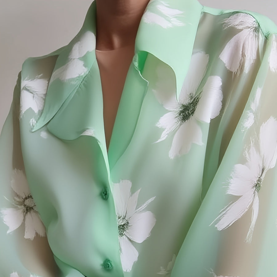 Elegant Floral-print Blouse for Women - Chic & Stylish