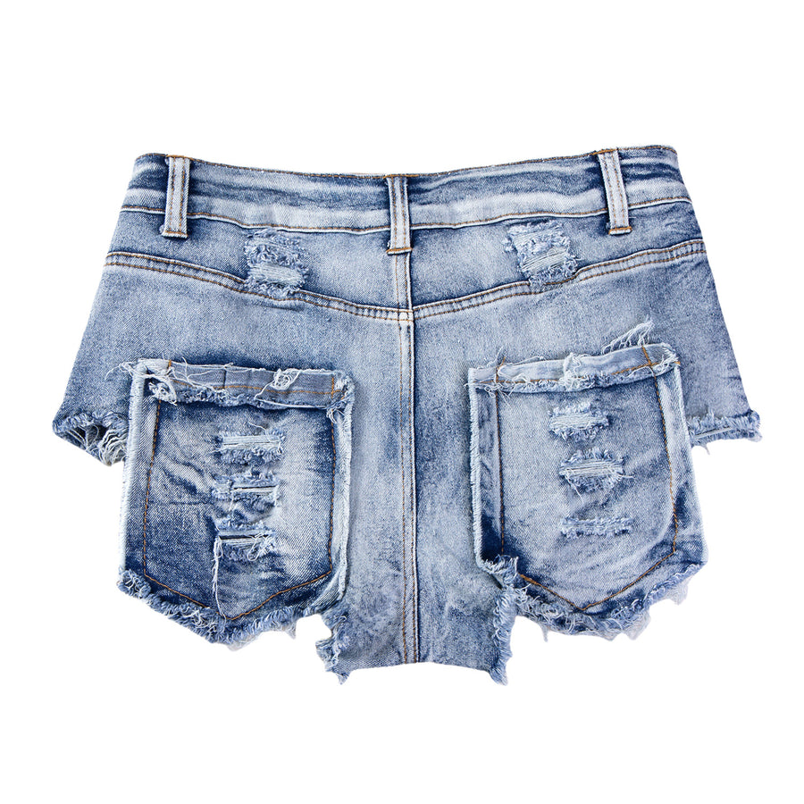 Womens Raw-Edge High-Waist Skinny Denim Shorts