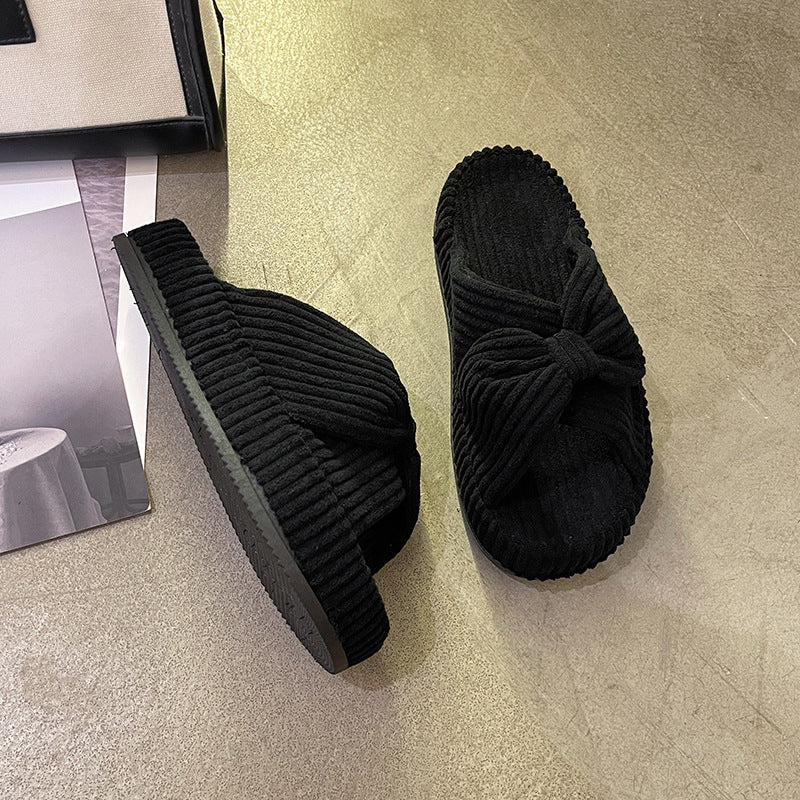 Womens Cross-strap Flat Slide Sandals with Yoga Strap