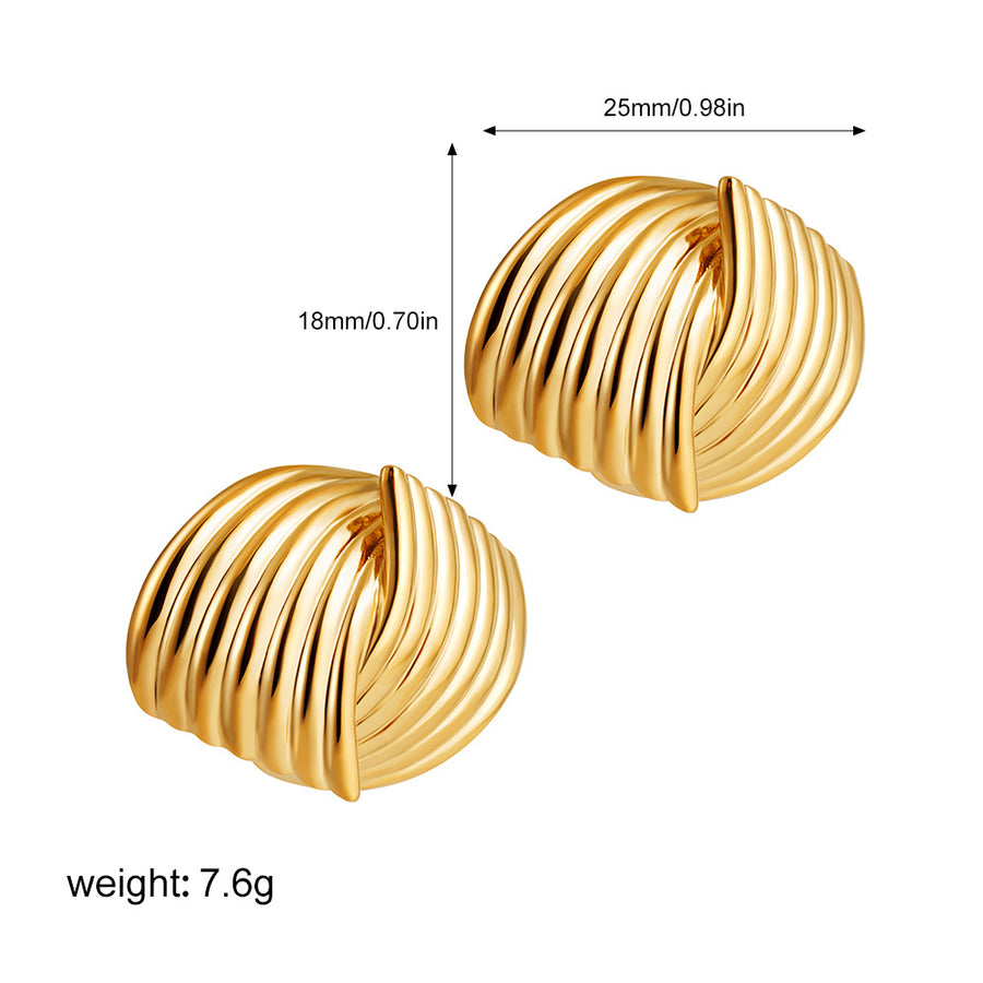 Golden Series Instagram-Style Striped Textured Earrings