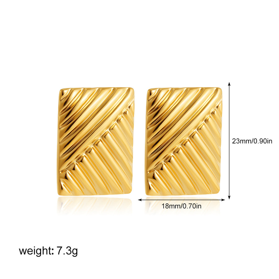 Golden Series Instagram-Style Striped Textured Earrings