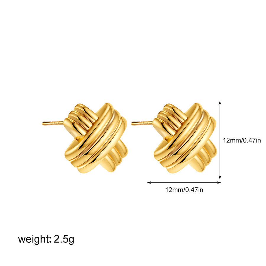 Golden Series Instagram-Style Striped Textured Earrings