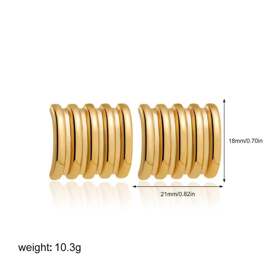 Golden Series Instagram-Style Striped Textured Earrings